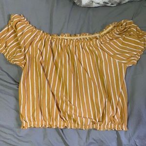 American Eagle yellow and white striped top